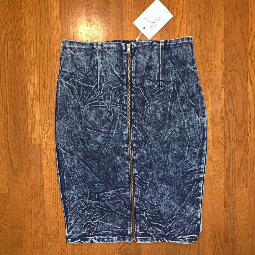 Joie Zip Front Stretch Denim Pencil Skirt